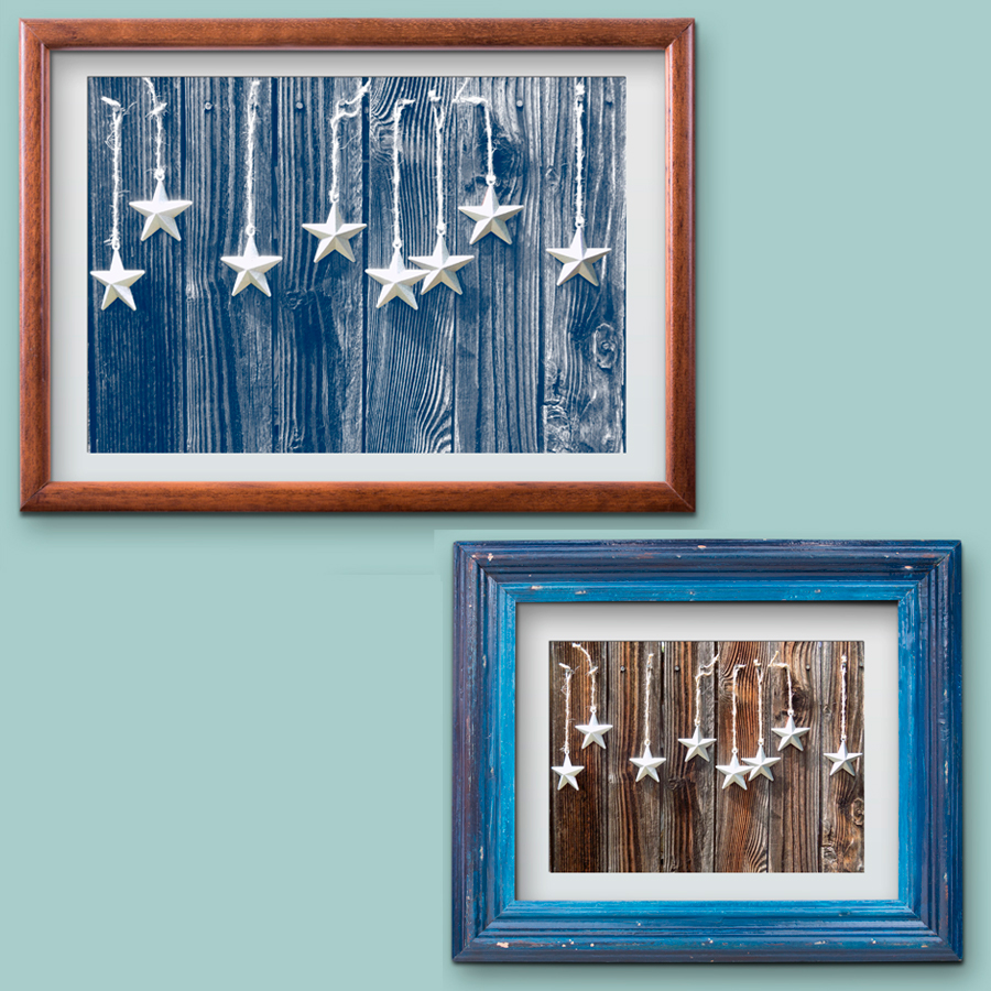 silver stars on blue fence